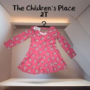 🌸 The Children’s Place, 2T, NWT, pink Dalmatian long sleeve dress. Very soft!